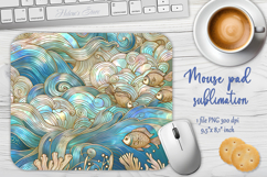 Iridescent blue ocean sublimation design mouse pad Product Image 1