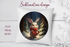 Cute Christmas bunny round cute sublimation design png Product Image 1