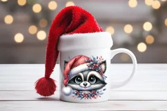 Christmas raccoon clipart sublimation PNG|Funny animal face Product Image 3