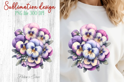 Summer flowers sublimation design png | Cute pansy clipart Product Image 1