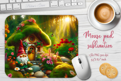 Cute forest gnomes house mouse pad sublimation design png Product Image 1