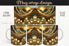 Fantasy mountains iridescent design mug wrap 15oz 11oz png Product Image 1