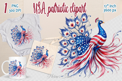 Cute peacock bird American flag colors clipart|USA Patriotic Product Image 1