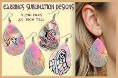 Pink Pastel Halloween witch and ghost teardrop earrings png Product Image 1