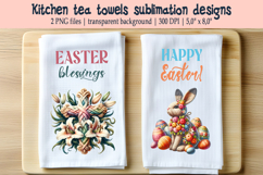 Easter cross with flowers lily kitchen tea towel sublimation Product Image 1