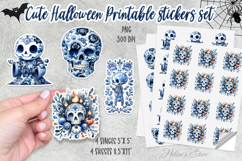 Blue Halloween Skull hat Stickers Printable |Monster sticker Product Image 1