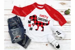 Plaid Dinosaur SVG, T-rex svg, Kids Christmas SVG Product Image 1