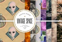 Vintage Style Aliens &amp; Space Digital Paper Product Image 1