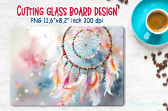 Boho dreamcatcher kitchen glass cutting board sublimation Product Image 1
