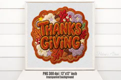 Thanksgiving day Chenille Embroidered Patch Puffy design PNG Product Image 2