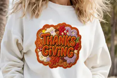 Thanksgiving day Chenille Embroidered Patch Puffy design PNG Product Image 1