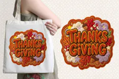 Thanksgiving day Chenille Embroidered Patch Puffy design PNG Product Image 4