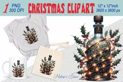 Christmas bottle clipart sublimation png | Alcohol clip art Product Image 1