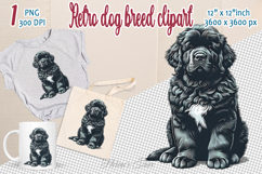 Cute vintage dog clipart | Retro dog breed design png Product Image 1