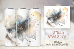 Gold watercolor leaves straight tumbler 20oz wrap designs Product Image 1
