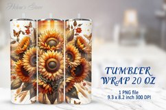 Tumbler Sublimation | 20oz Skinny Tumbler Wrap | Sunflower Product Image 1