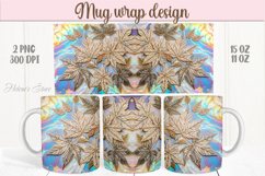 Gold maple leaves fall pattern rainbow mug wrap design png Product Image 1