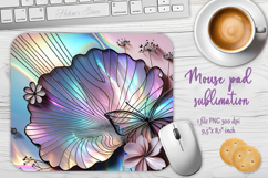 Iridescent lilac 3d butterfly mouse pad sublimation designs Product Image 1
