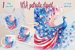 Cute peacock bird American flag colors clipart|USA Patriotic Product Image 1