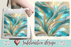 Aquamarine ocean gold and pearl sublimation design png Product Image 1