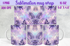Lilac pastel floral mug wrap 15 oz sublimation design png Product Image 1