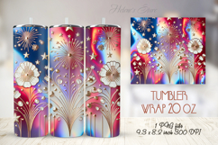 USA Fourth of July tumbler wrap 20oz |Patriotic Fireworks Product Image 1