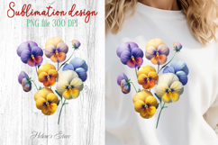Summer flowers sublimation design png | Cute pansy clipart Product Image 1