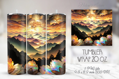 Magic sunset Mountains straight skinny tumbler 20oz wrap png Product Image 1