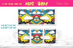 Pop art mug wrap sublimation |Cloudy comic mug wrap design Product Image 1