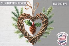 Wicker Christmas PNG Sublimation Eco Vine Natural Wreath Product Image 1