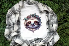 Christmas sloth clipart sublimation PNG|Funny animal face Product Image 2