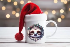 Christmas sloth clipart sublimation PNG|Funny animal face Product Image 3