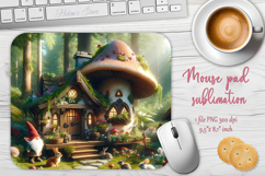 Cute forest gnomes house mouse pad sublimation design png Product Image 1