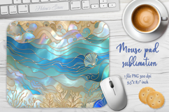 Iridescent blue ocean sublimation design mouse pad Product Image 1