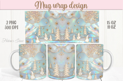 Pastel Christmas tree mug wrap png | Blue winter mug design Product Image 1