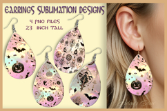 Pink Pastel Halloween black pattern teardrop earrings design Product Image 1