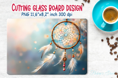 Boho dreamcatcher kitchen glass cutting board sublimation Product Image 2