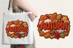 Autumn Chenille Embroidered Patch Puffy design PNG Product Image 4