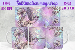 Lilac pastel hummingbirds mug wrap 15 oz sublimation design Product Image 1