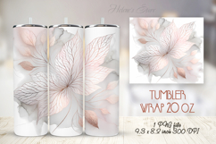 Pink watercolor leaves straight tumbler 20oz wrap designs Product Image 1
