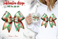 Christmas coquette bows design|Red Green bow T-shirt clipart Product Image 1