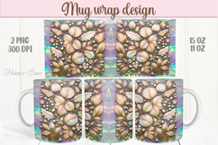 Gold autumn leaves fall pattern rainbow mug wrap design png Product Image 1