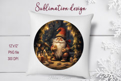 Cute Christmas gnome round sublimation design png Product Image 1