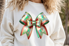 Christmas coquette bows design|Red Green bow T-shirt clipart Product Image 2