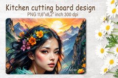 Cutting board sublimation | Spring floral girl cutting board Product Image 1