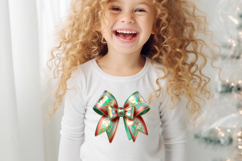 Christmas coquette bows design|Red Green bow T-shirt clipart Product Image 4