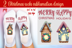 Funny Merry Christmas Socks Sublimation Designs BUNDLE png Product Image 9