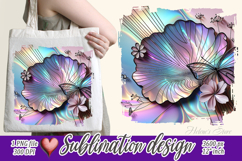 3d Butterfly Flower design | Purple sublimation design png Product Image 1