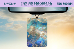 Blue &amp; gold iridescent ocean Air Freshener Car sublimating Product Image 1