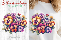 Summer flowers sublimation design png | Cute pansy clipart Product Image 1
